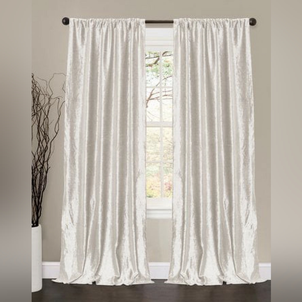 Lush Decor 40x80 Pair Crushed Velvet Curtain Panels in White
